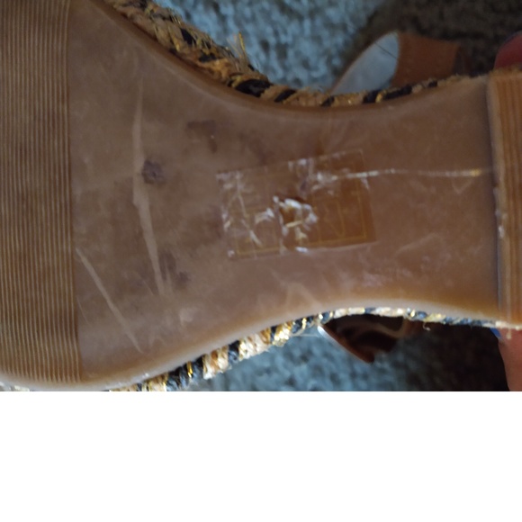JUST FAB RED & TAN WEDGE SANDALS  - SIZE 7 - VERY CUTE - Picture 8 of 8